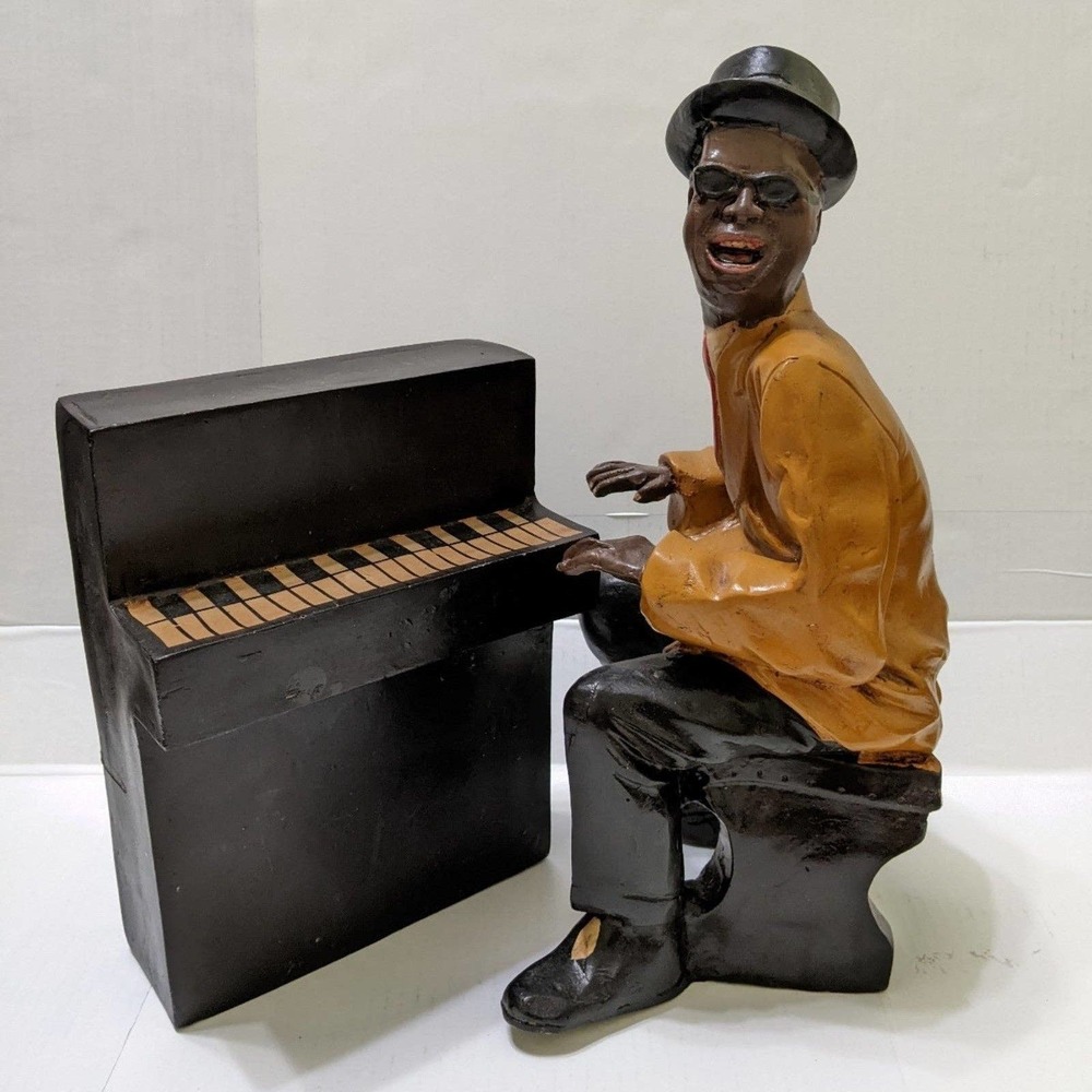 Vintage RAY CHARLES Statue Figurine Historical American Legend Playing The Piano
